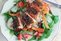 Summer Teriyaki Salmon Salad with Mint and Coriander