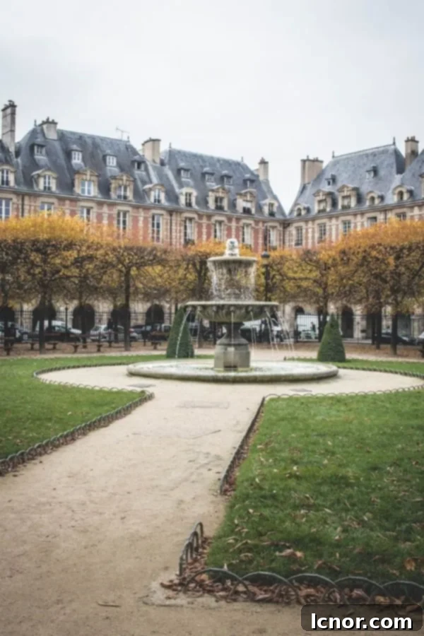 Exploring the picturesque Place des Vosges, a highlight among free things to do in Paris.