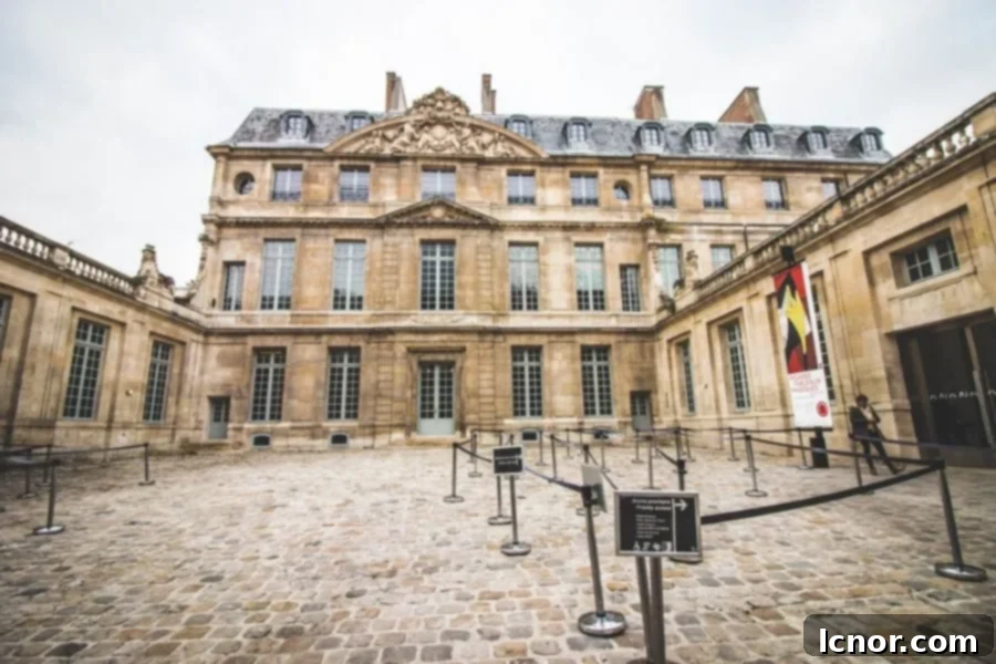 The impressive facade of the Picasso Museum in Paris, located in the Haut Marais district.