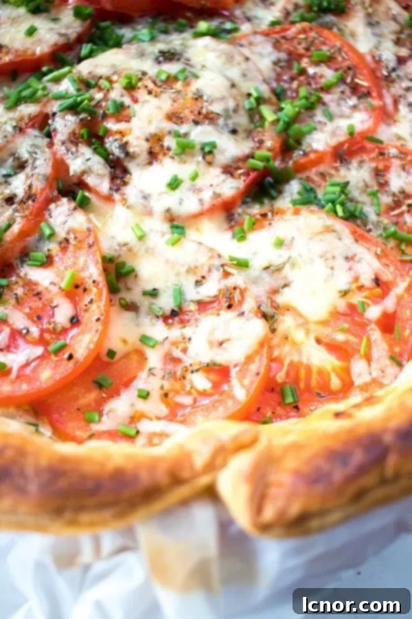 close up of a French tomato tart