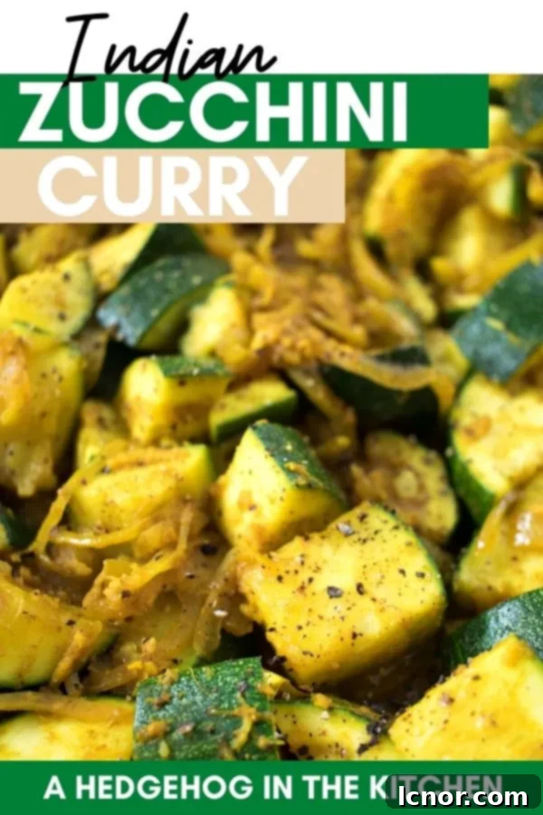 Indian Zucchini Curry Pinterest pin image.