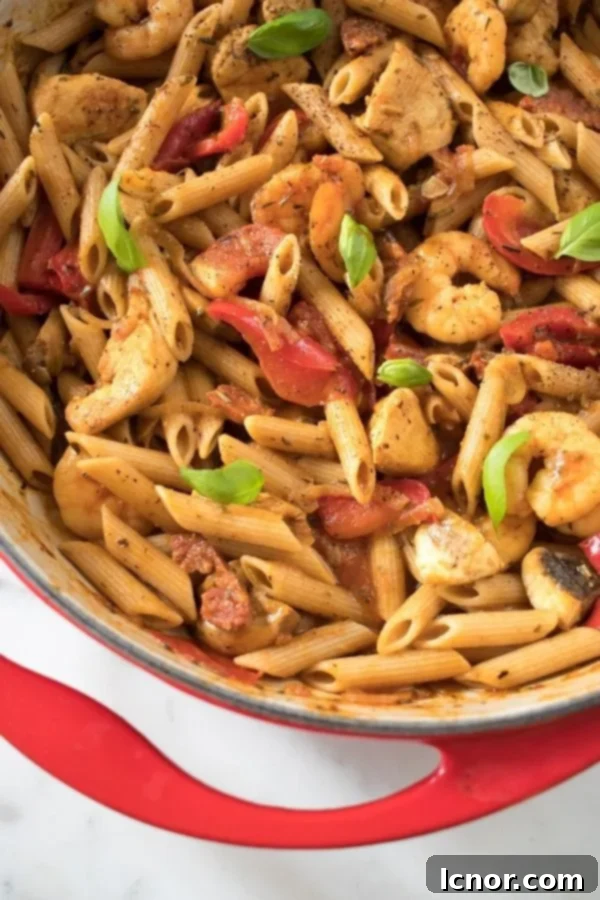 creamy Cajun Chicken and Shrimp Pasta