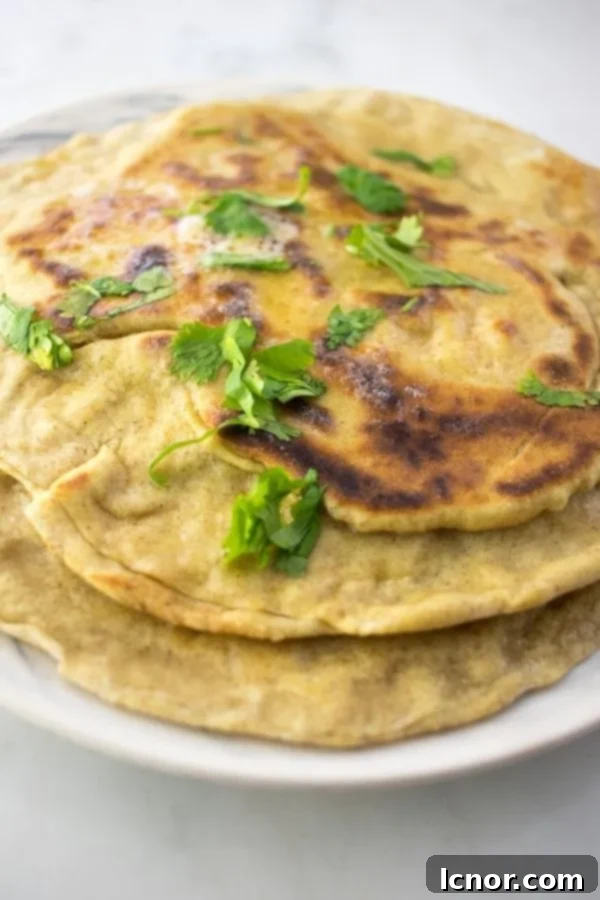 Sourdough Naan bread on a plate, ready to be served with Indian curries.