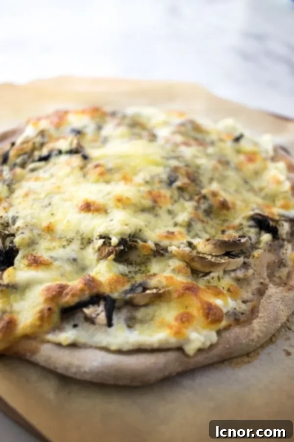 pizza with sourdough crust and mushrooms
