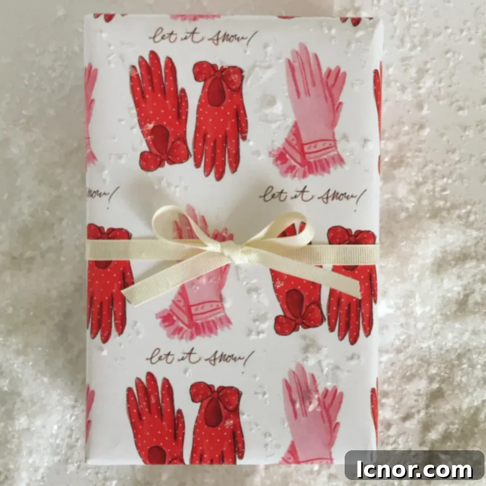 red and pink gloves wrapping paper