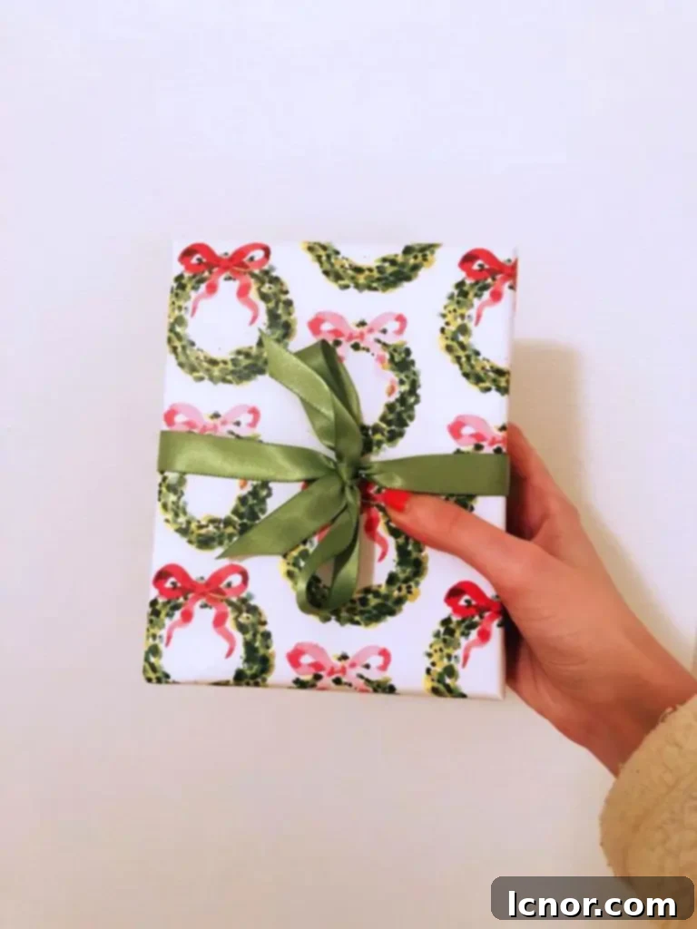 Christmas wreaths watercolor wrapping paper