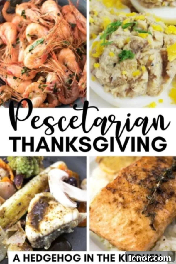 Pescetarian Thanksgiving Menu and Recipes with various dishes arranged
