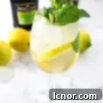 A Hugo Spritz cocktail with lemon, Prosecco and fresh mint