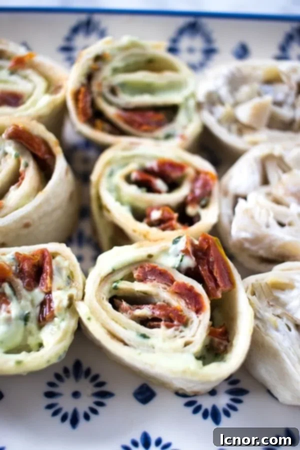 Pinwheel Sandwiches - Sun Dried Tomato Pinwheels