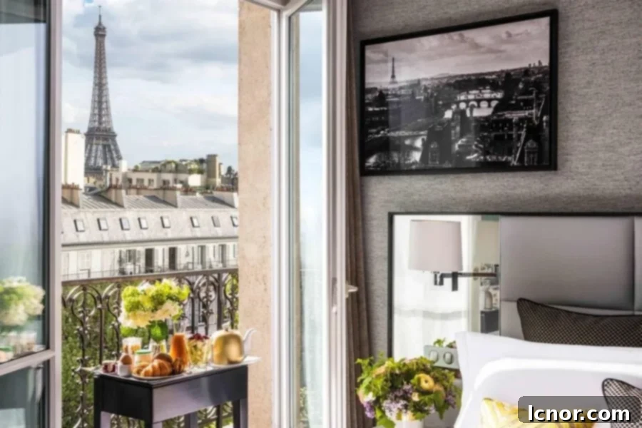 Bedroom view from the Sofitel Paris Baltimore Tour Eiffel Hotel