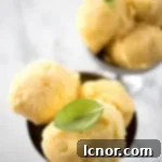 Filipino Mango Ice Cream on a white and grey marble table