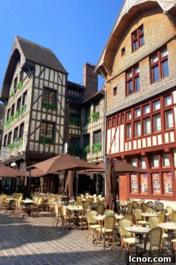 Downtown Troyes, a beautiful old town with half-timbered houses