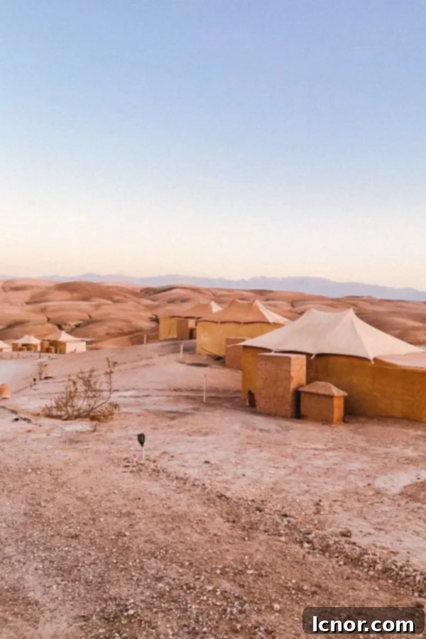 Tents in the Agafay Desert at the Agafay Luxury Camp in Morocco