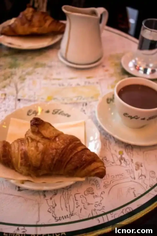 Hot chocolate at Cafe de Flore in Paris, a cozy treat in February