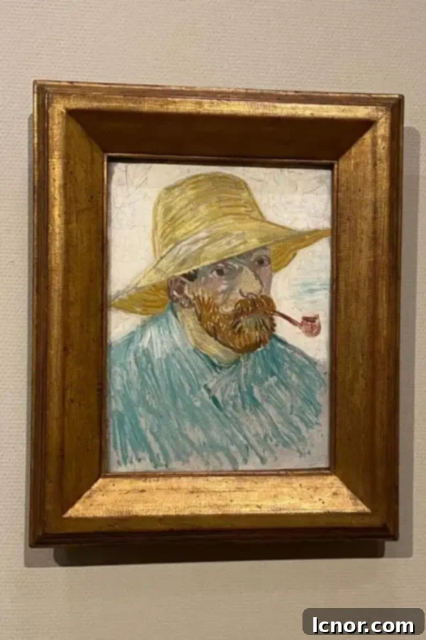 Van Gogh's Self-Portrait in a Straw Hat, 1886, on display at the Van Gogh Museum, Amsterdam