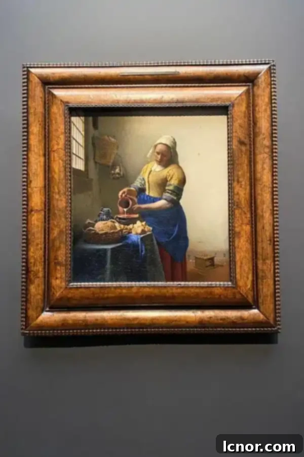 Painting of The Milkmaid by Vermeer, 1657, a highlight at the Rijksmuseum in Amsterdam