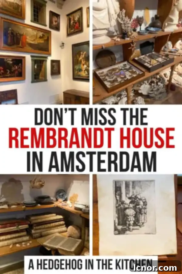 The historic exterior of The Rembrandt House Museum in Amsterdam, Netherlands, with traditional Dutch architecture and canals