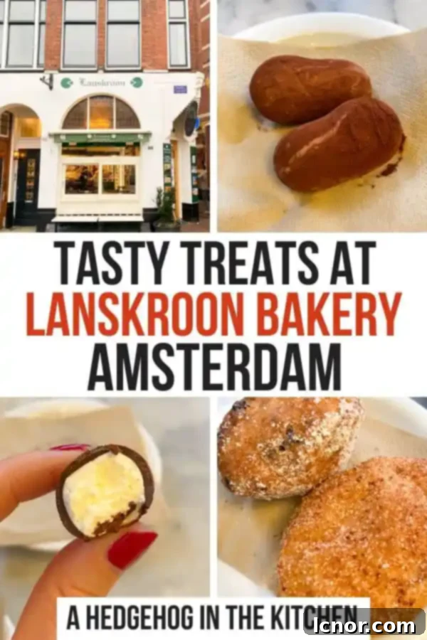 Exterior view of Lanskroon Bakery in Amsterdam, showing its charming storefront along a canal.