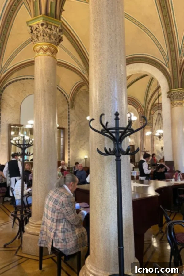 Pianist playing live piano music at Cafe Central, Vienna, Austria, romantic atmosphere