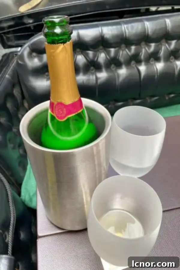 Riding Dinner open bottle Sacher Edition Sacher Cuvee sparkling wine