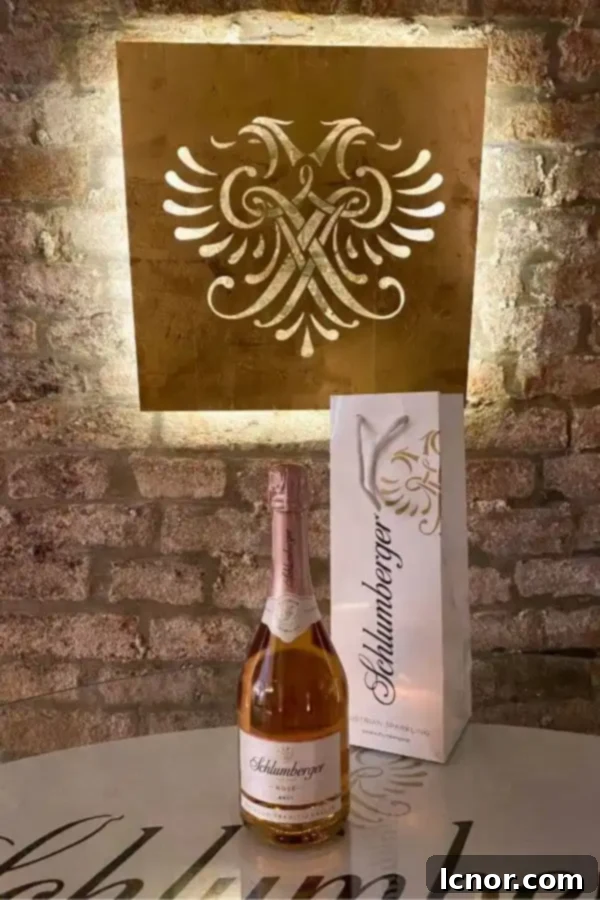 bottle of sparkling rose, Schlumberger Wine Cellar Vienna Austria