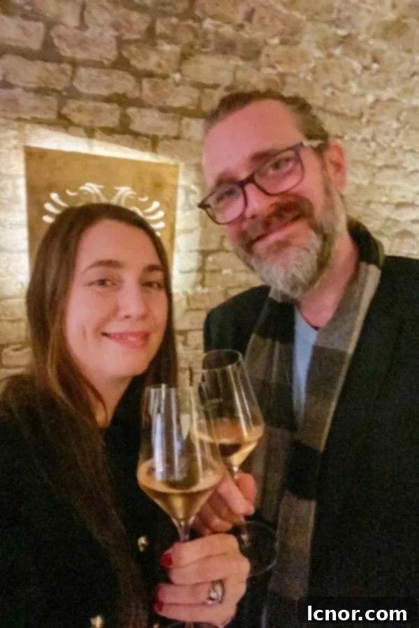 couple wine tasting in Vienna at Schlumberger Wine Cellar