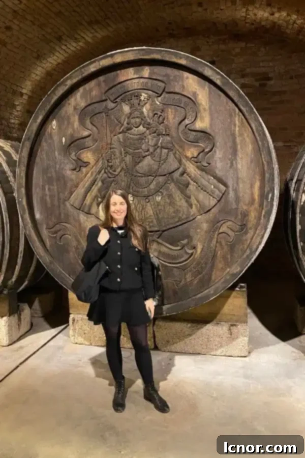 woman at the Schlumberger Wine Cellar Tour in Vienna Austria