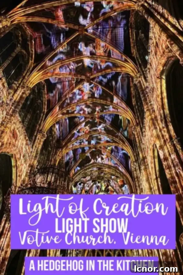 Pin image: Votivkirche exterior with Light of Creation show details for Vienna travel planning