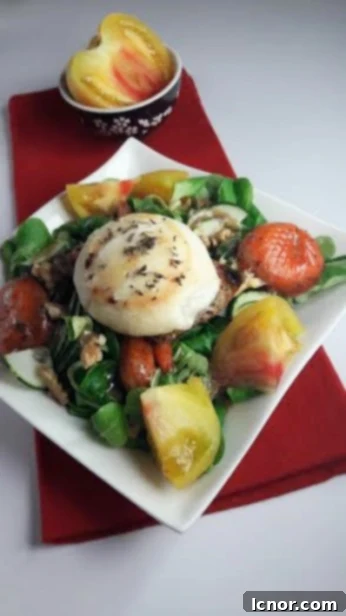 warm goat cheese salad with poached apricots