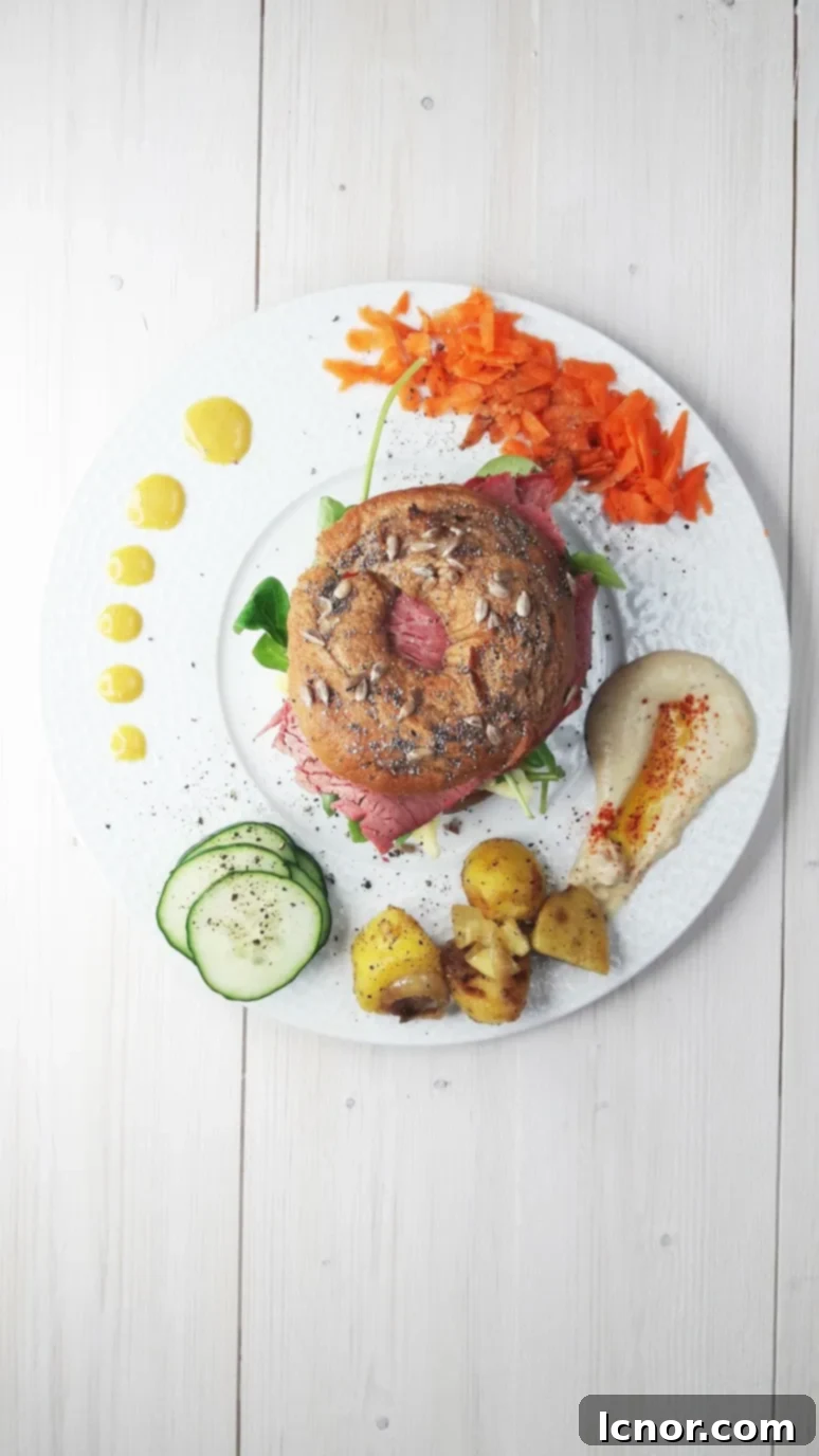 Food plating example 3: two seed wholewheat bagel as the centerpiece