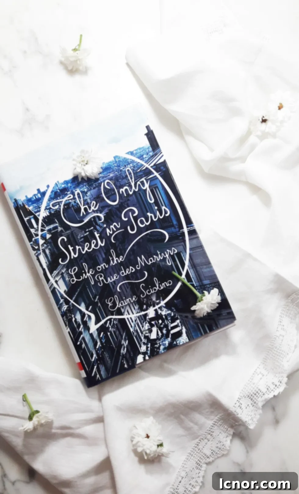 The book 'The Only Street in Paris' by Elaine Sciolino, featuring the Rue des Martyrs, an iconic Parisian street filled with French foodie culture. A Hedgehog in the Kitchen.