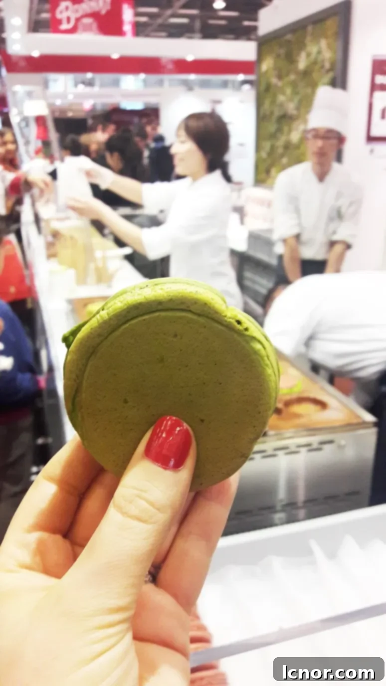 International Salon du Chocolat 2016. Matcha Waffle + Chocolate Macaron. A Hedgehog in the Kitchen. www.ahedgehoginthekitchen.com.