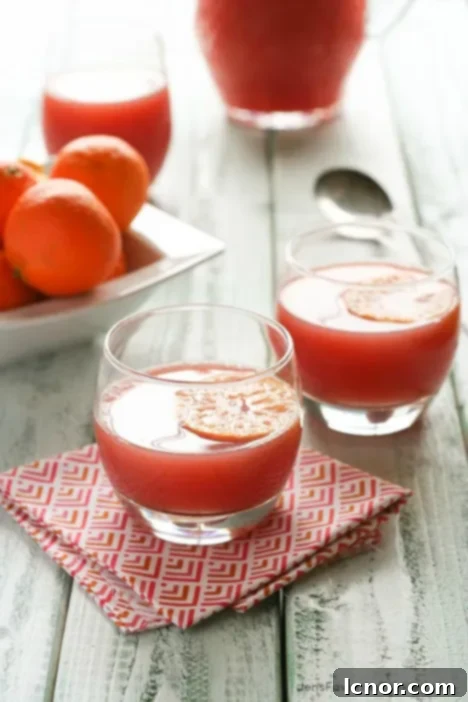 Refreshing Christmas Morning Punch in a glass pitcher