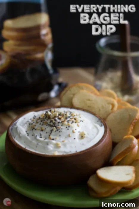 Creamy Everything Bagel Dip with bagel chips