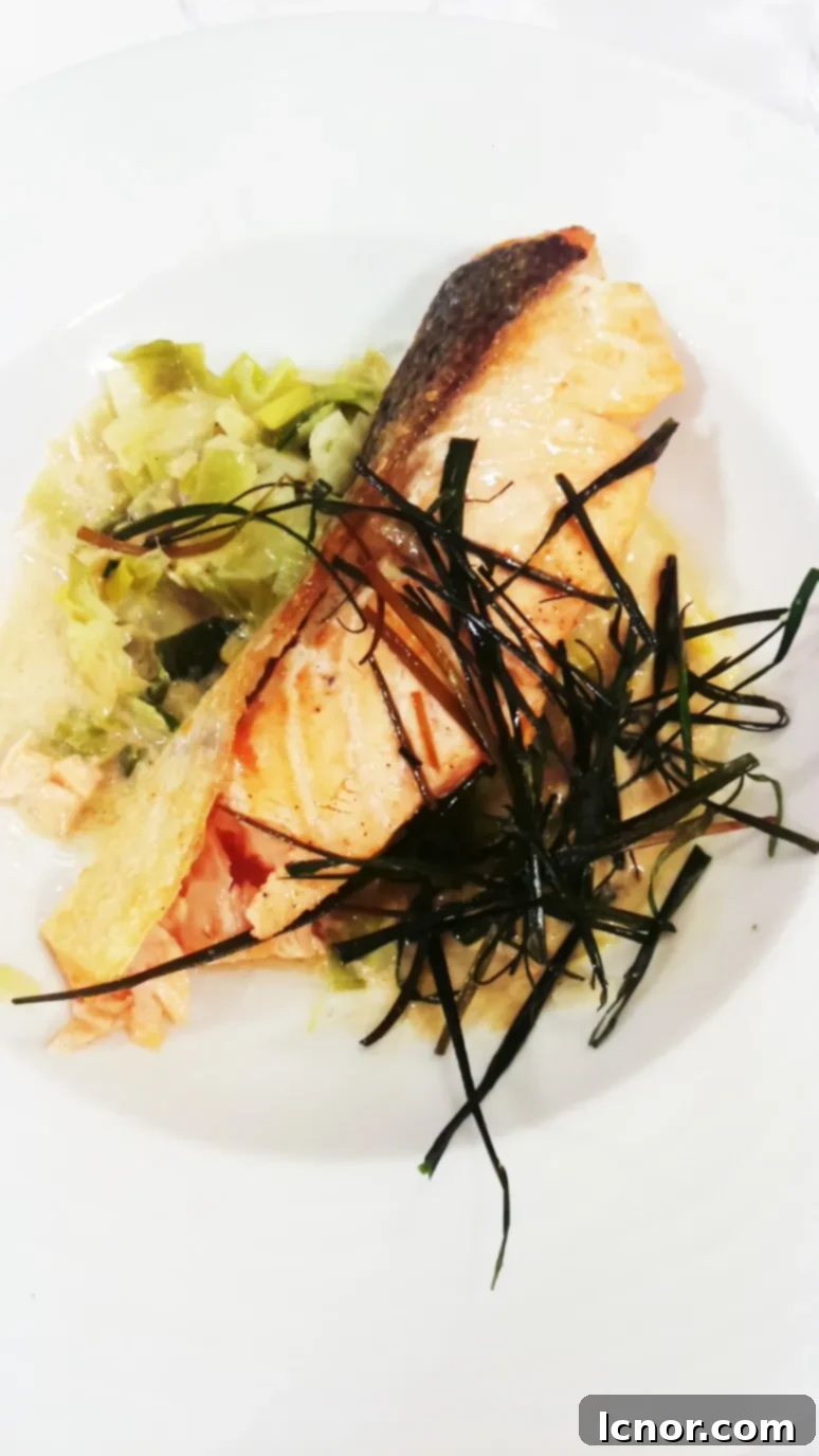 Salmon in leek sauce at Brasserie FLO. A Hedgehog in the Kitchen. www.ahedgehoginthekitchen.com.