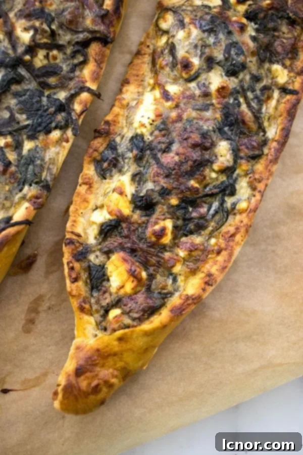 Spinach & Feta Turkish Pide (Vegetarian) 2 Turkish pide with spinach and feta