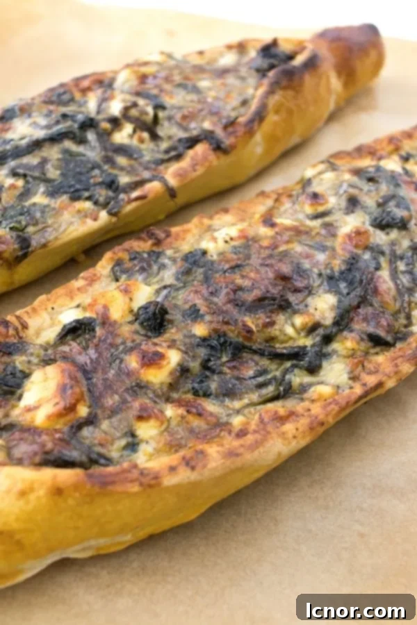 Spinach & Feta Turkish Pide (Vegetarian) 6 Turkish Pide Bread