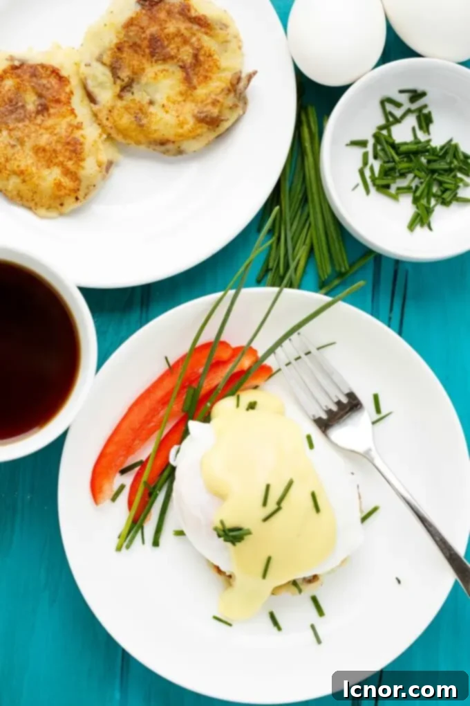 romantic breakfast ideas for Valentine's Day. | Eggs Benedict Over Potato Pancakes. | ahedgehoginthekitchen.com