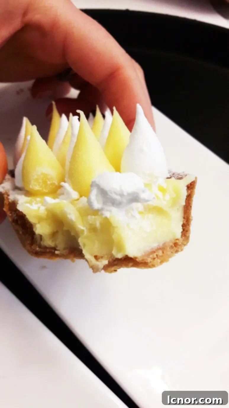 Another beautiful shot of the lemon meringue tart from Paris Baguette, highlighting its perfect texture and visual appeal.