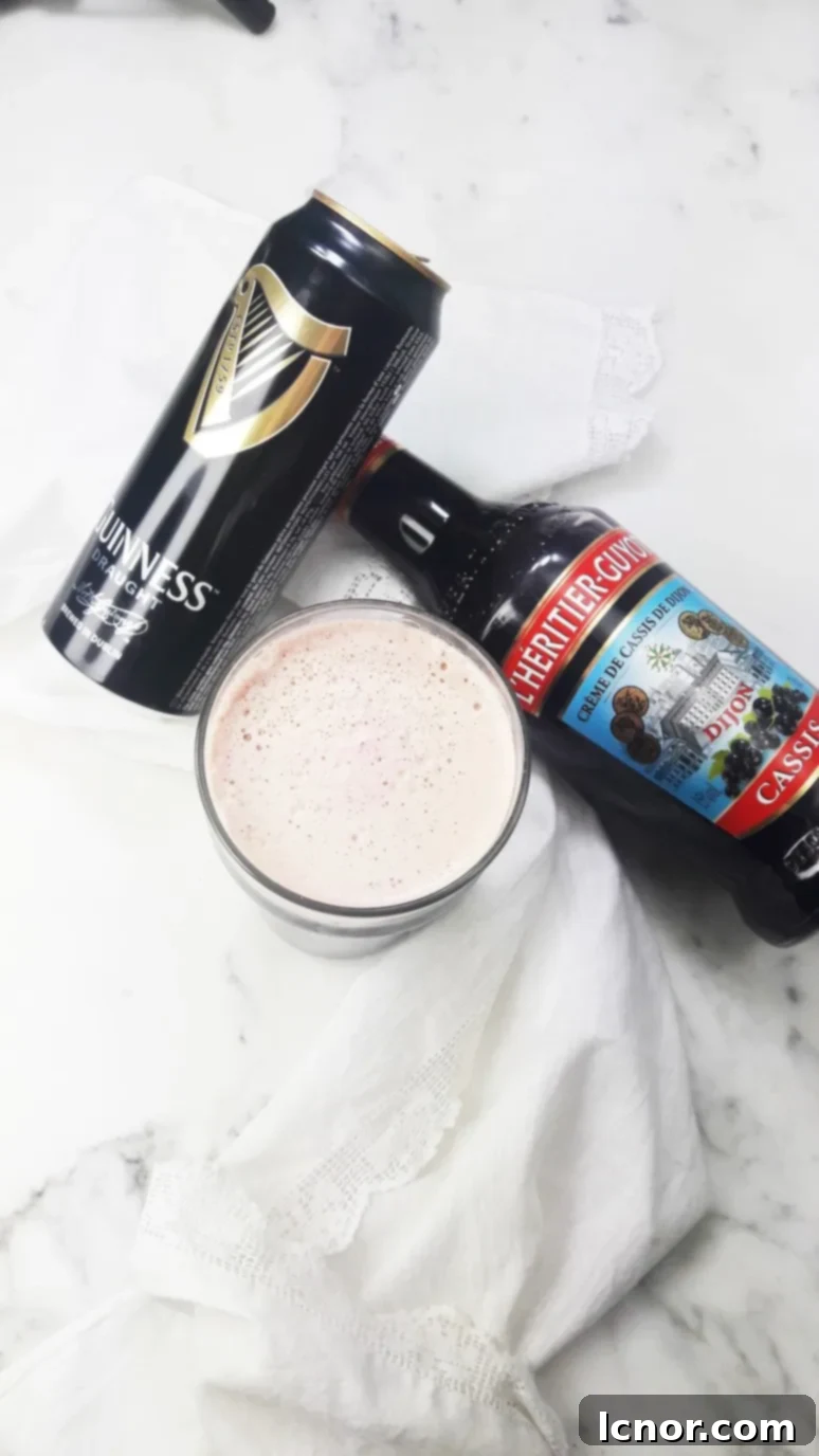 Blackcurrant and Guinness Cocktail for St. Patrick's Day | ahedgehoginthekitchen.com
