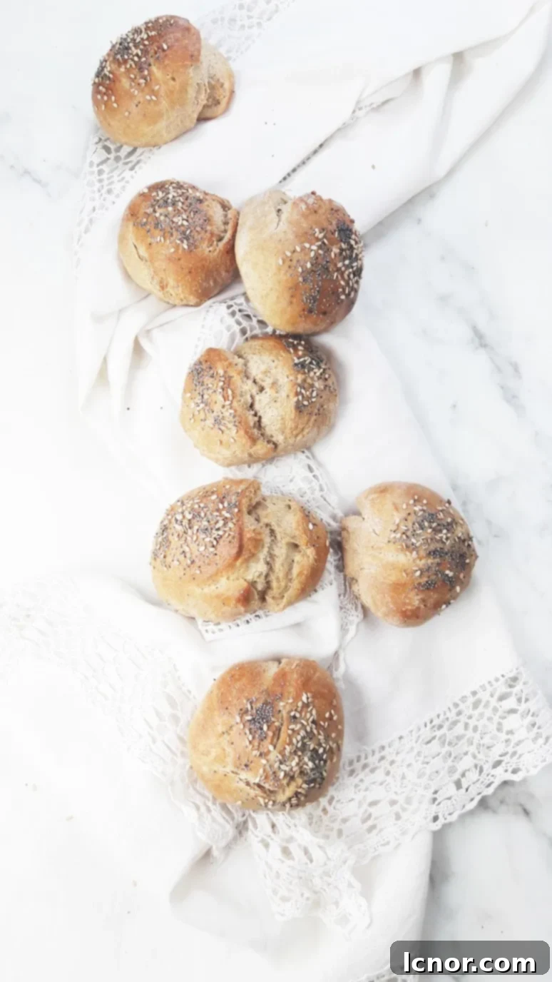 Two seed wholewheat buns. A Hedgehog in the Kitchen. www.ahedgehoginthekitchen.com.