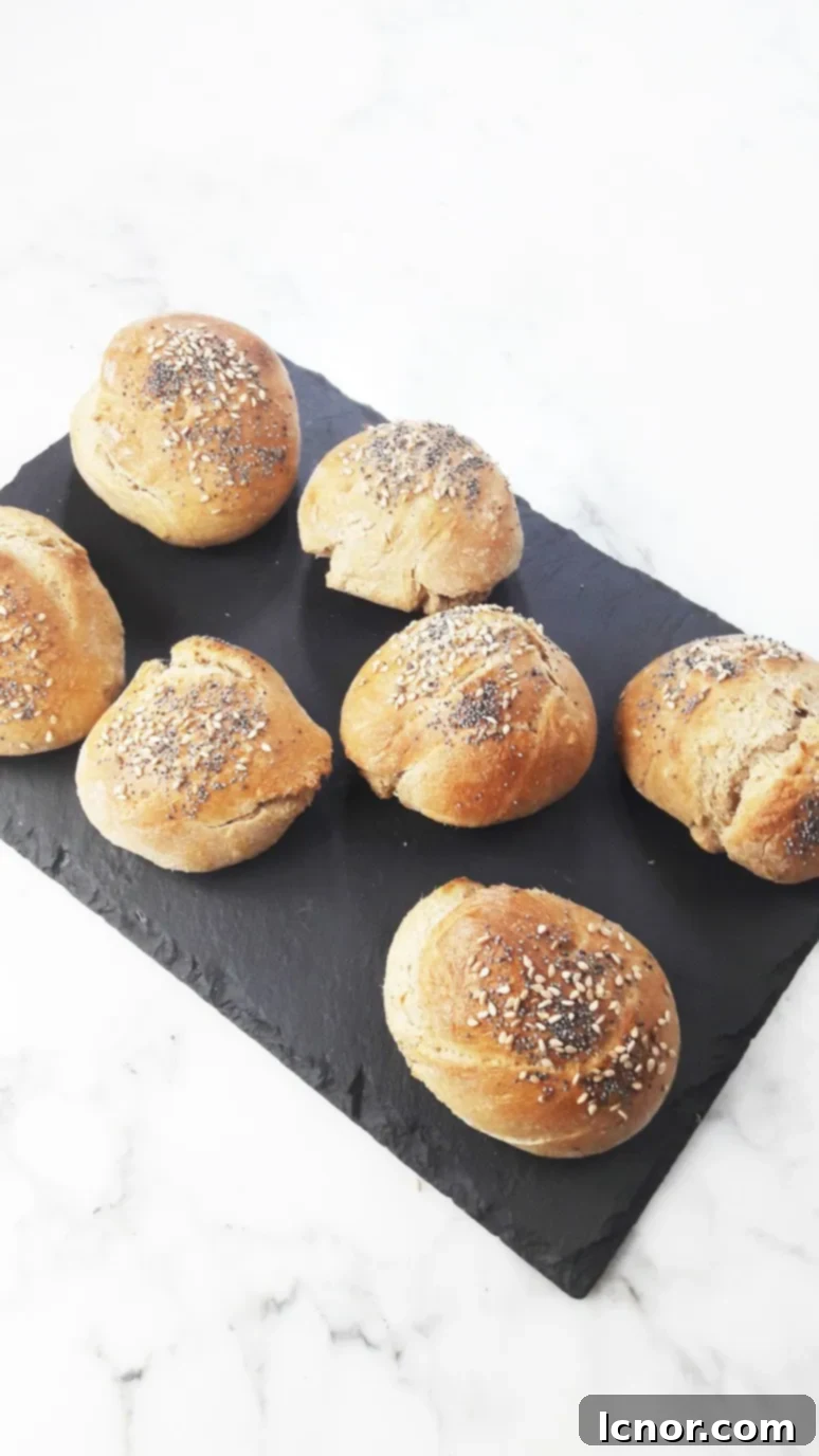 Two seed wholewheat buns. A Hedgehog in the Kitchen. www.ahedgehoginthekitchen.com.