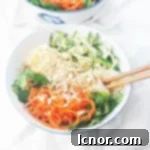 Asian spiralized vegetable noodle salad. The perfect healthy lunch or dinner! | ahedgehoginthekitchen.com