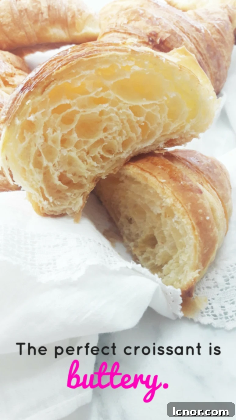 A rich, buttery croissant, highlighting its golden hue and inviting texture.