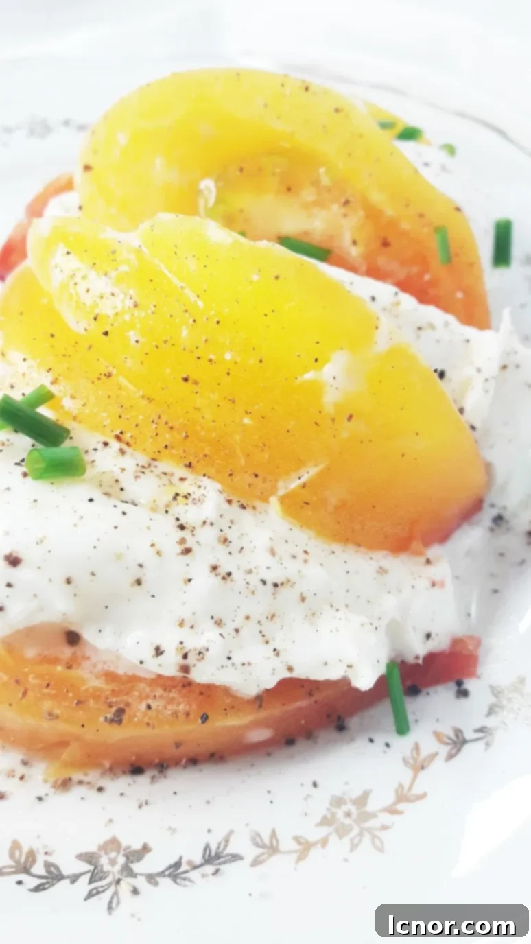 This heirloom yellow tomato mozzarella salad is naturally healthy, beautifully colored and packed with flavor and nutrients! | ahedgehoginthekitchen.com
