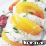 This heirloom yellow tomato mozzarella salad is naturally healthy, beautifully colored and packed with flavor and nutrients! | ahedgehoginthekitchen.com