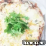 A delectable white 4 cheese pizza slice with melted cheese and fresh rocket, ready to eat. | ahedgehoginthekitchen.com
