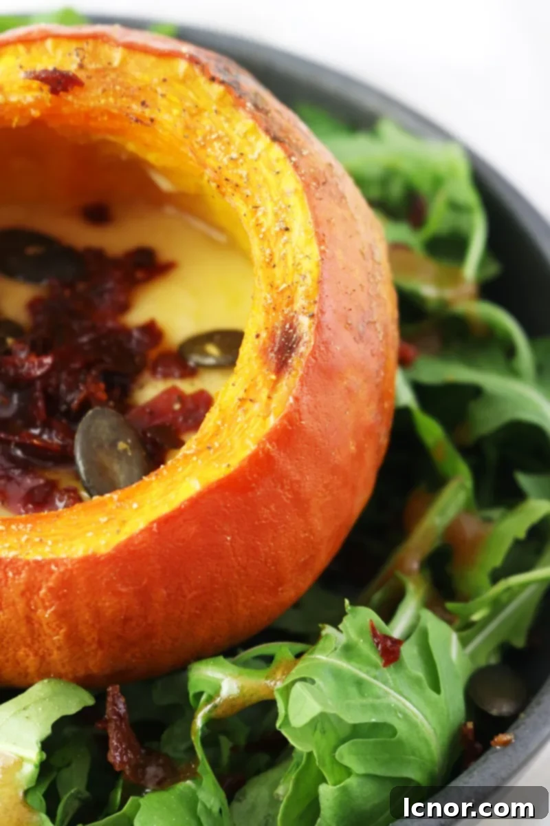 Mini pumpkin filled with cheddar and speck. | ahedgehoginthekitchen.com