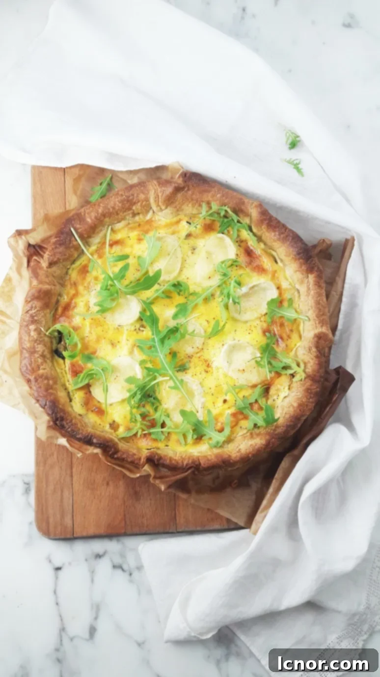 Goat Cheese Zucchini Quiche, a savory vegetarian dish for Thanksgiving.