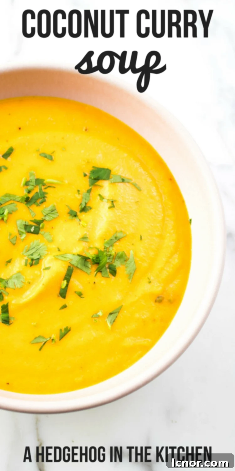 Creamy Carrot Coconut Curry Soup 2 Coconut Curry Soup #veganrecipes #coconutmilk #coconutcream #vegetarianrecipes. ahedgehoginthekitchen.com